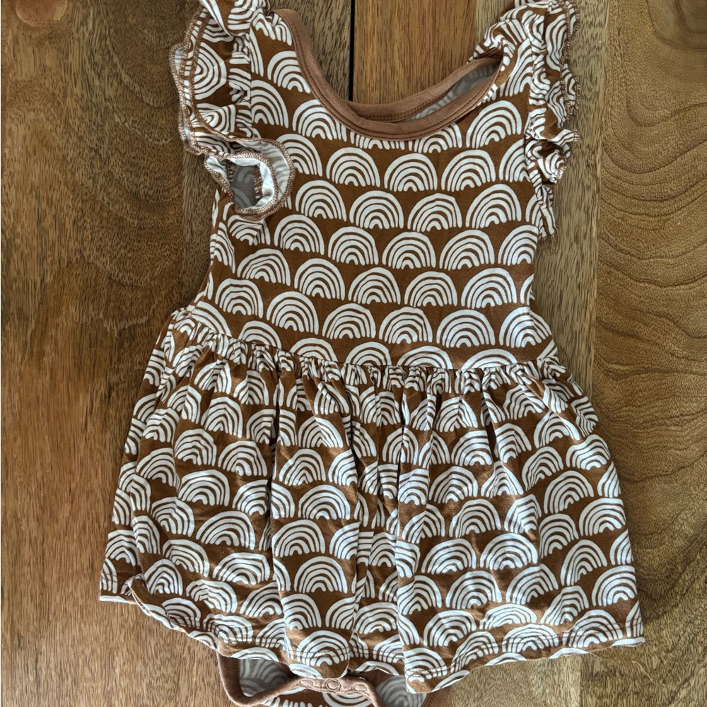 Brown Rainbow Patterned Baby Romper